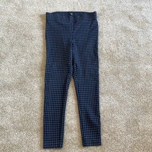 Grey, blue and black plaid leggings by Loft. Never worn